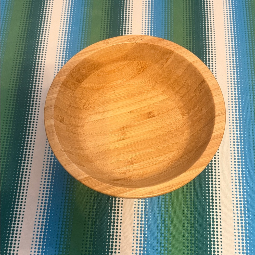 Round Bamboo Serving Bowl - Natural Wood